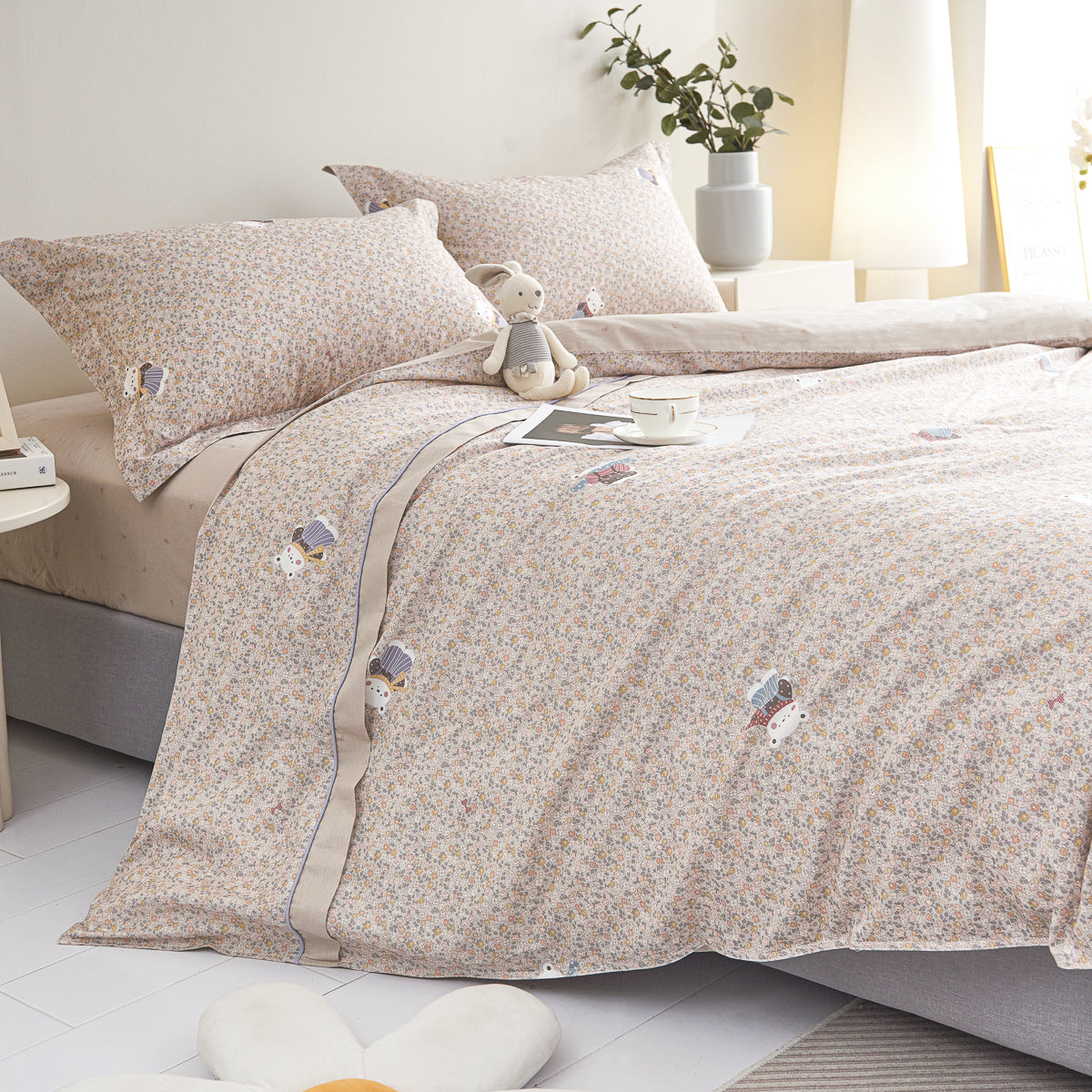 Berry Cotton Fitted Sheet Duvet Cover Set