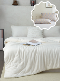 【网一特惠套组】天然棉花四季被 + 暖阳金 长绒棉枕套​