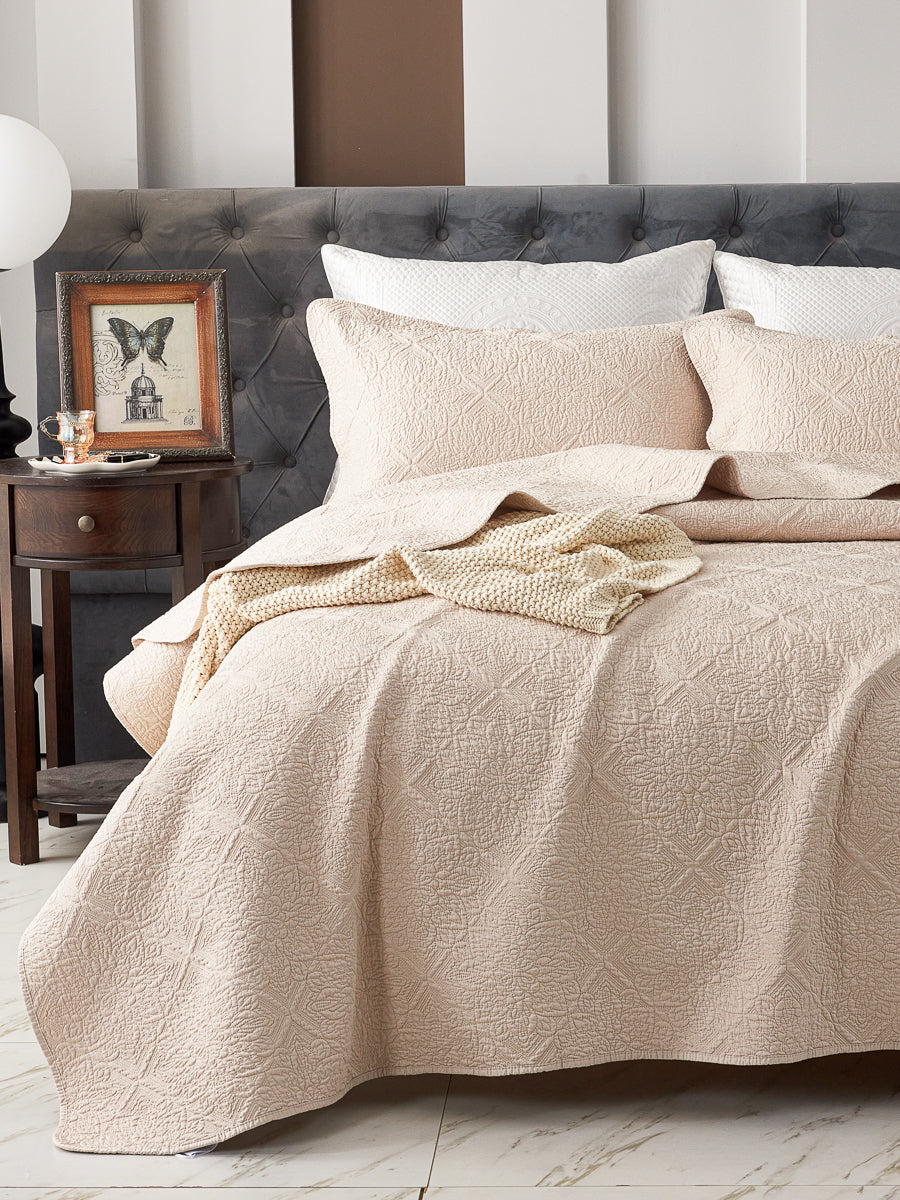 Coco Apricot Premium Cotton Coverlet Set