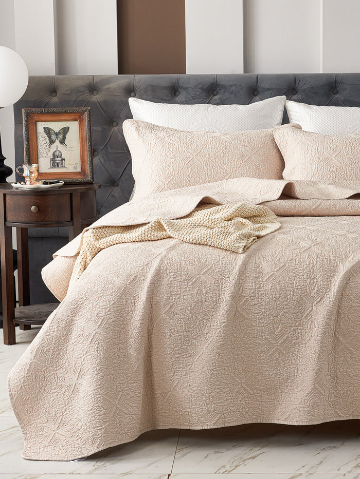 Coco Apricot Premium Cotton Coverlet Set