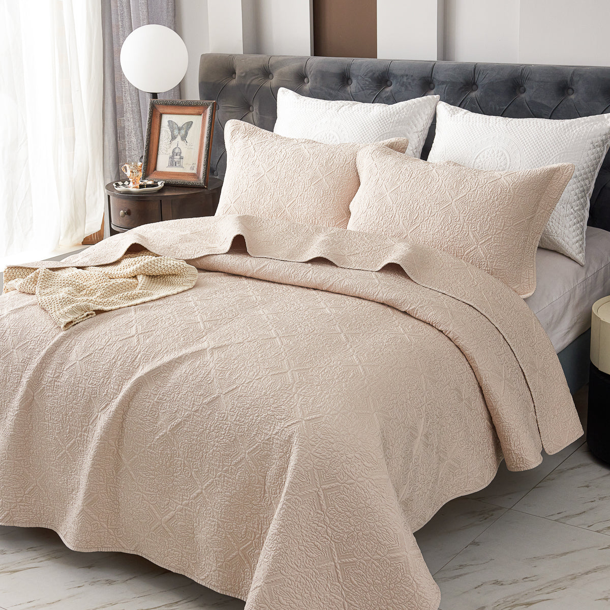 Coco Apricot Premium Cotton Coverlet Set
