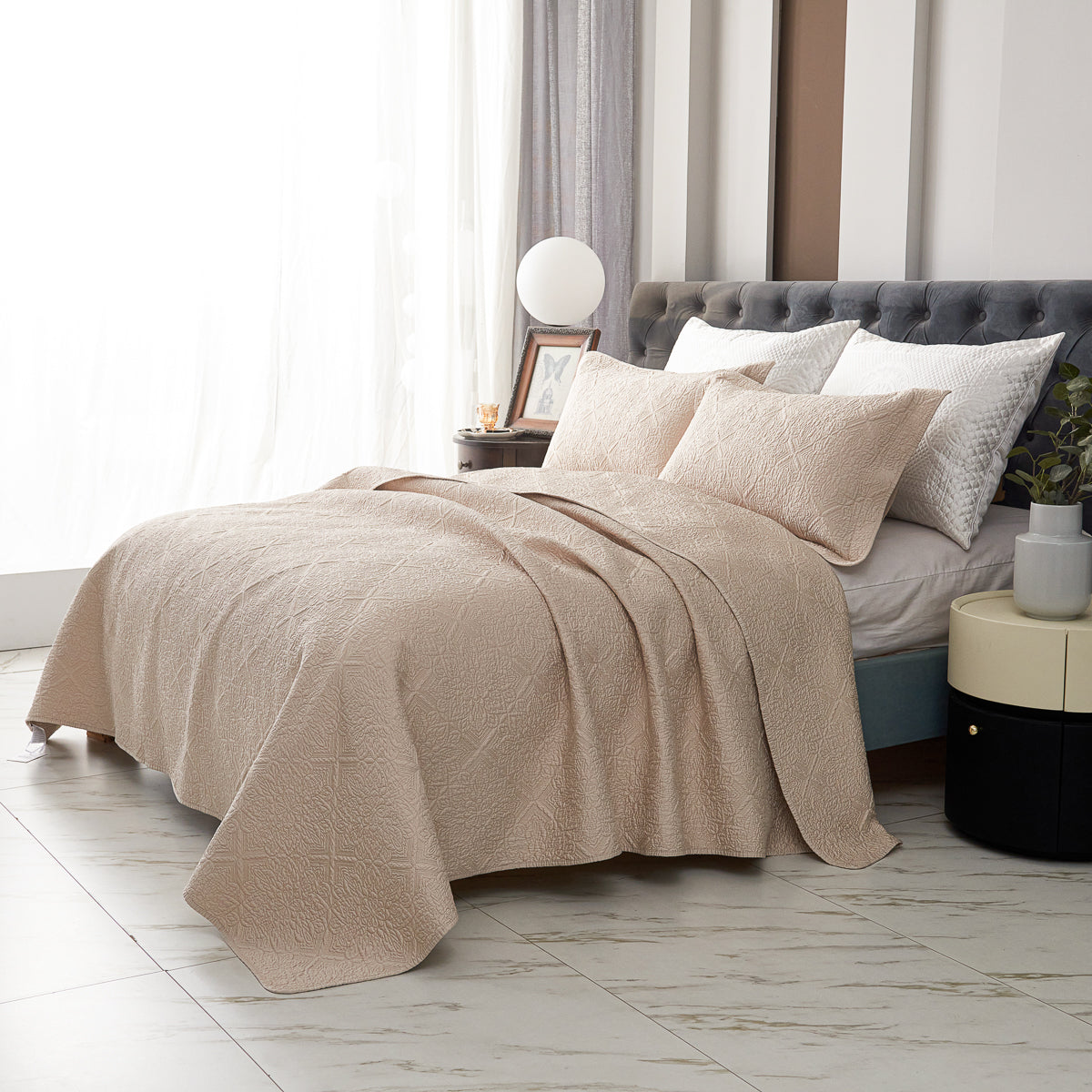 Coco Apricot Premium Cotton Coverlet Set