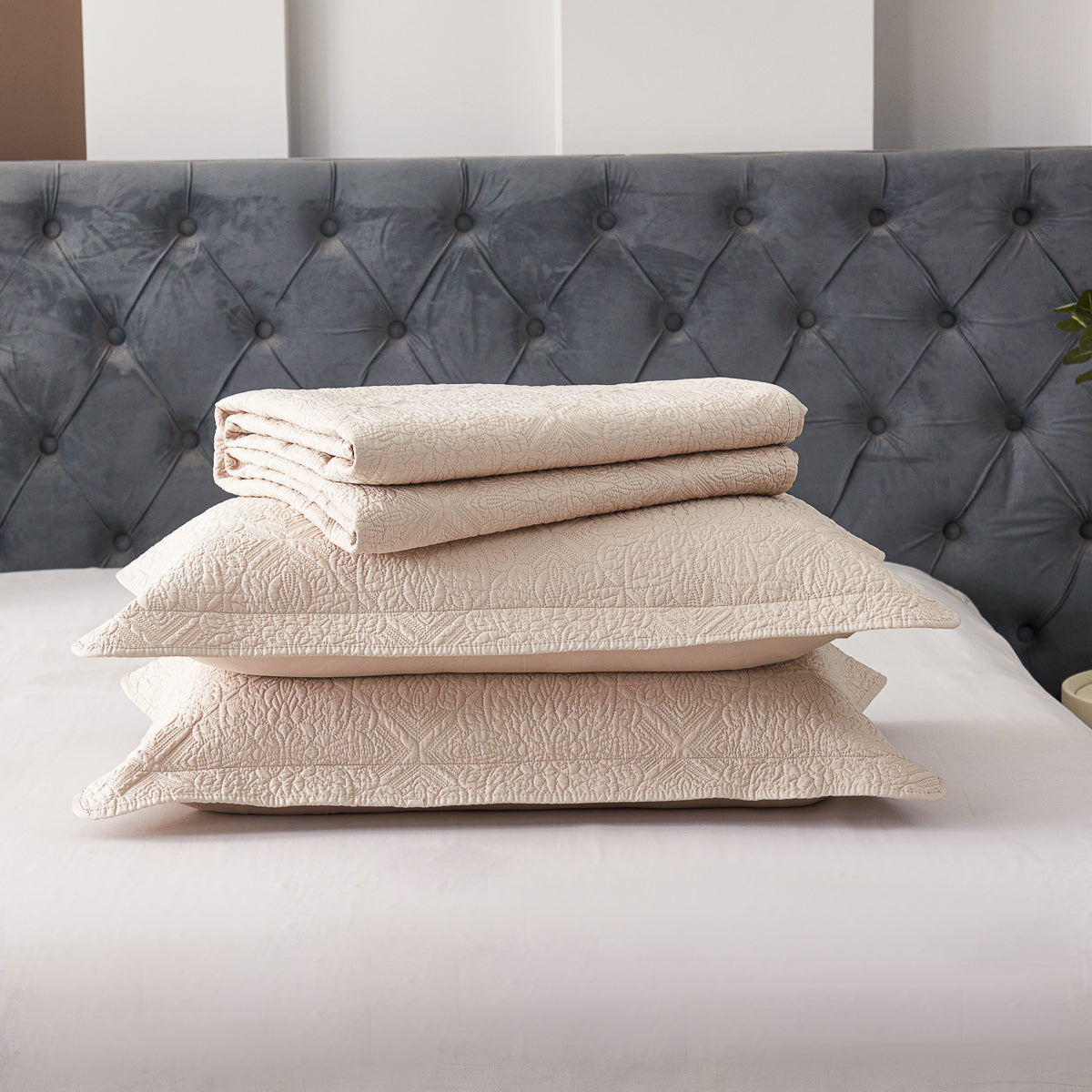 Coco Apricot Premium Cotton Coverlet Set