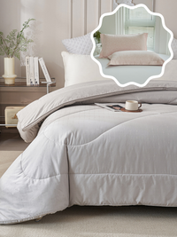 【网一特惠套组】黑钻竹炭四季被 + 凯-黛玉粉 全棉枕套