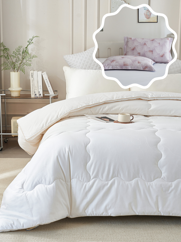 【网一特惠套组】铂金大豆纤维冬被 + 大地棕 长绒棉枕套​