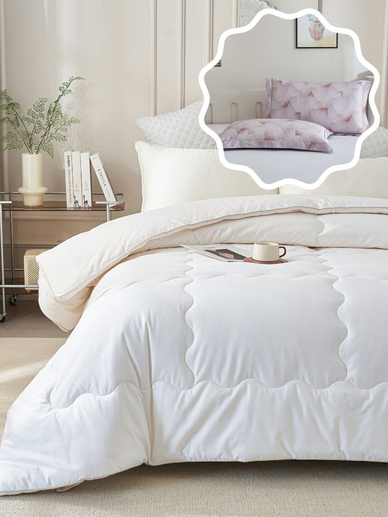 【网一特惠套组】铂金大豆纤维冬被 + 大地棕 长绒棉枕套​