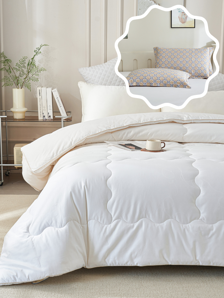 【网一特惠套组】铂金大豆纤维冬被 + 暖阳金 长绒棉枕套​