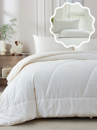 【网一特惠套组】绵羊绒四季被 + 爱她-慕白 全棉枕套