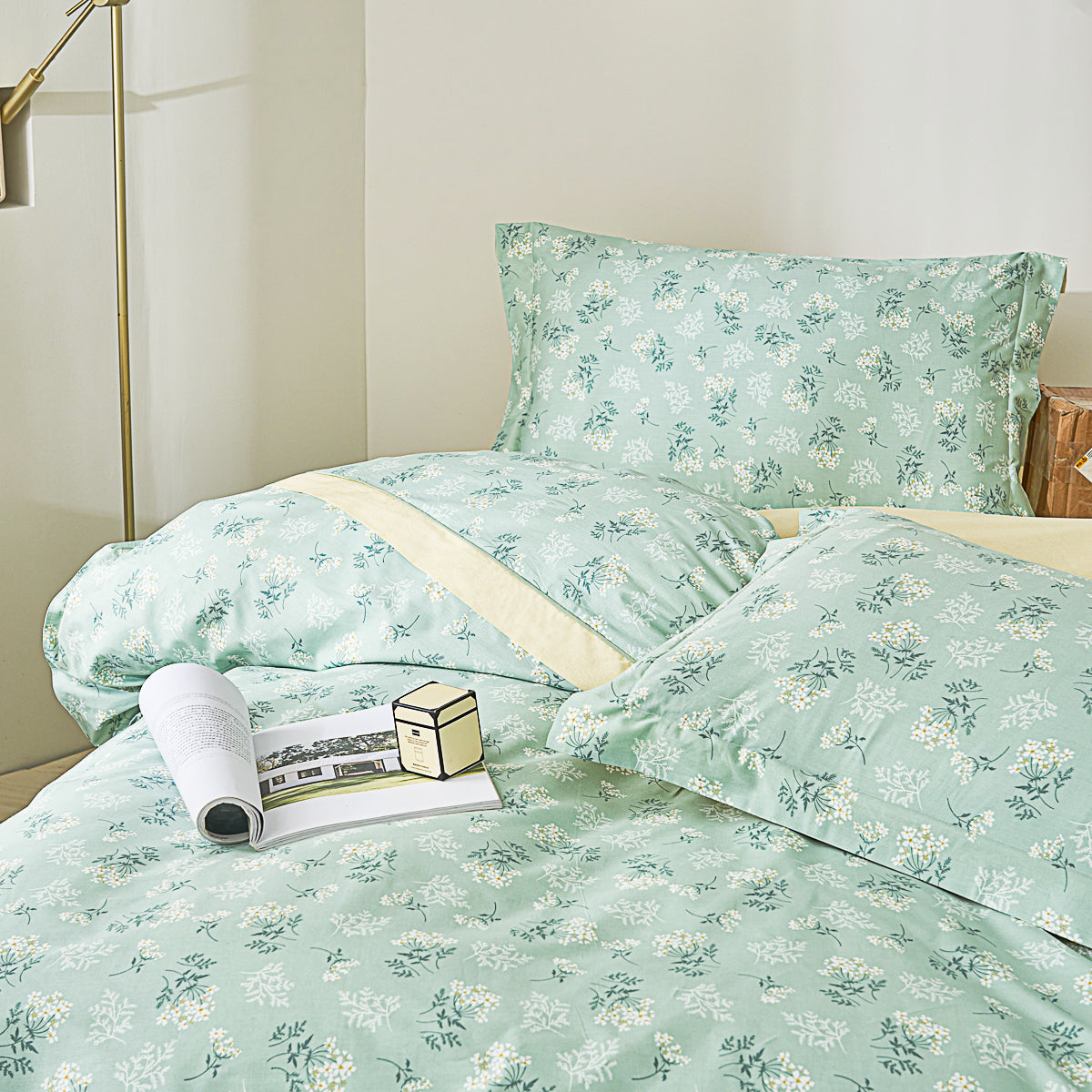 Lucci Cotton Bedskirt Duvet Cover Set