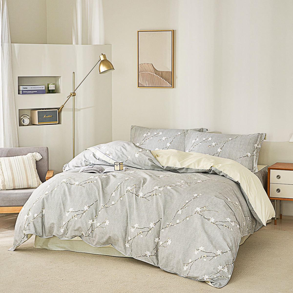 Aurelia Cotton Bedskirt Duvet Cover Set