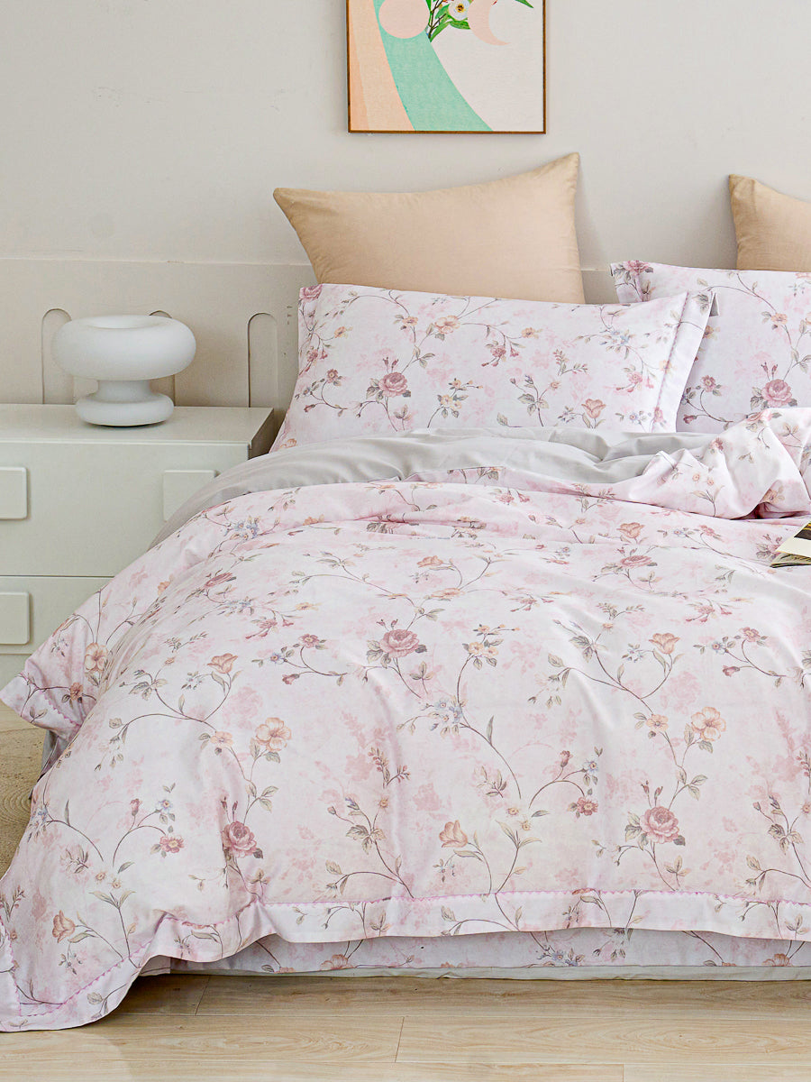 Rozy Floral Premium Cotton Bedspread Set – Qbedding