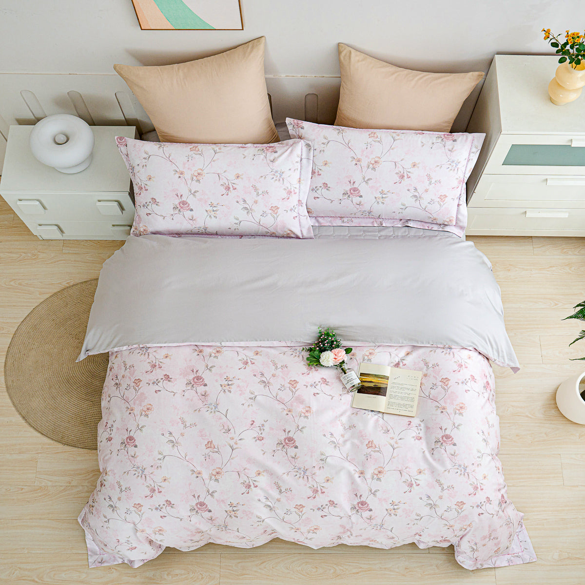 Rozy Floral Premium Cotton Bedspread Set