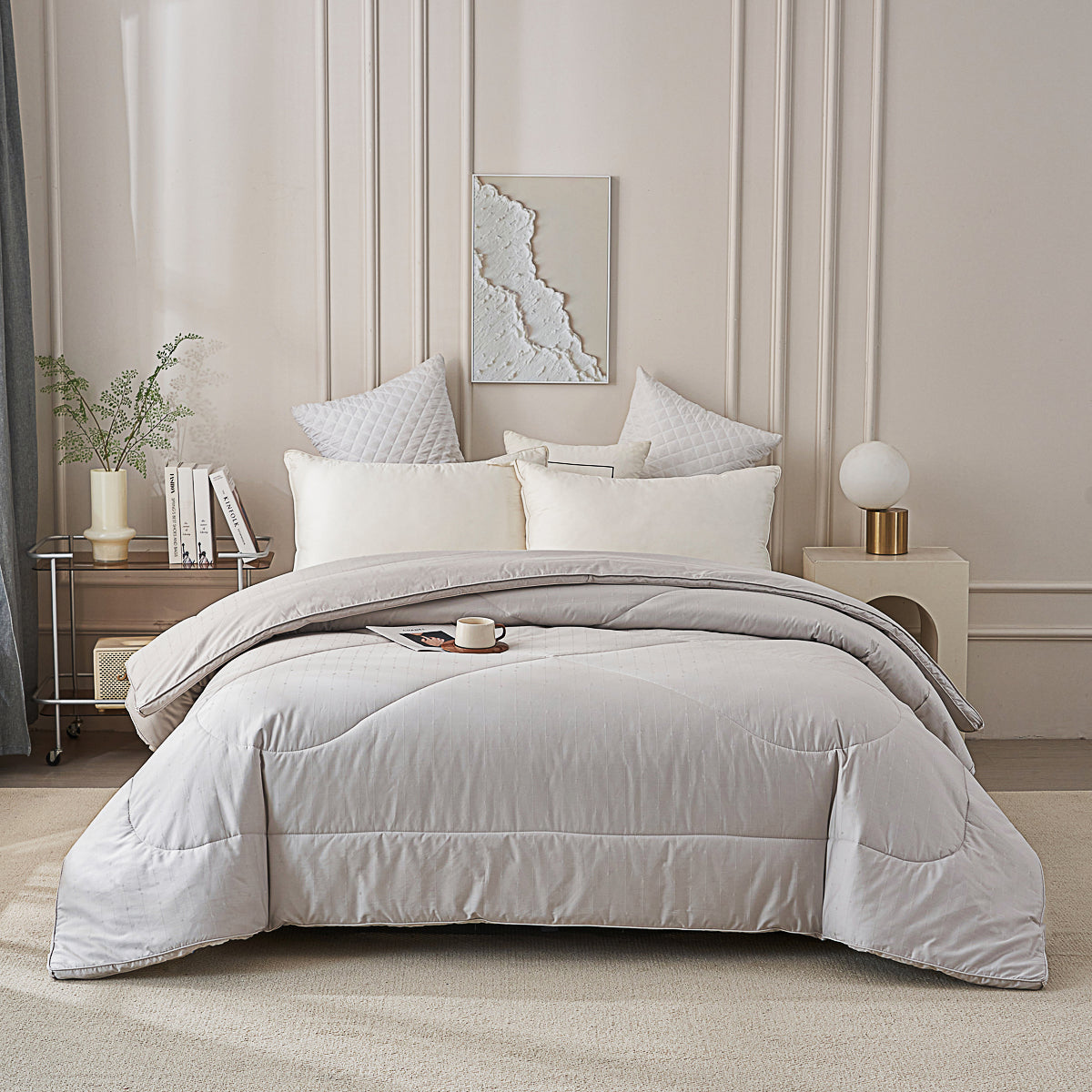 【网一特惠套组】黑钻竹炭四季被 + 凯-黛玉粉 全棉枕套