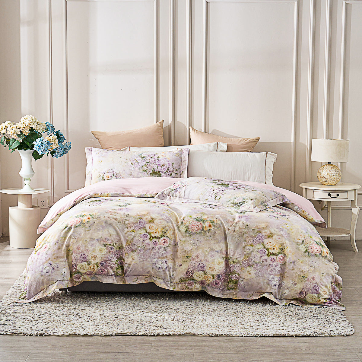 Monet's Garden Floral Brushed Cotton Fitted Sheet Set