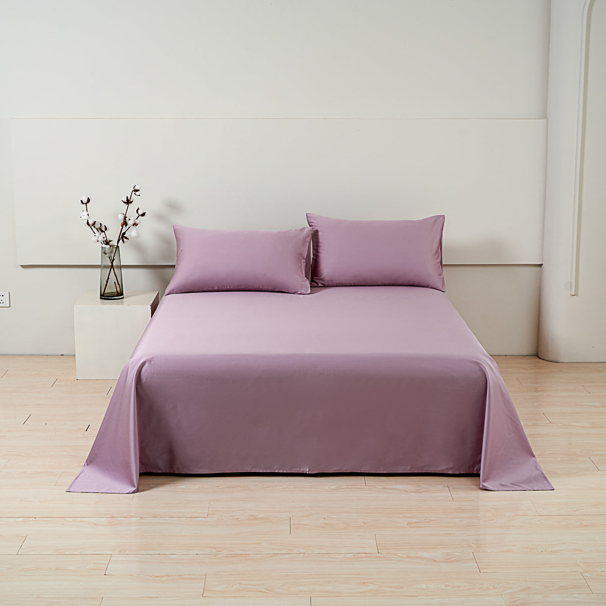 Pearlish Purple Premium Cotton Flat Sheet