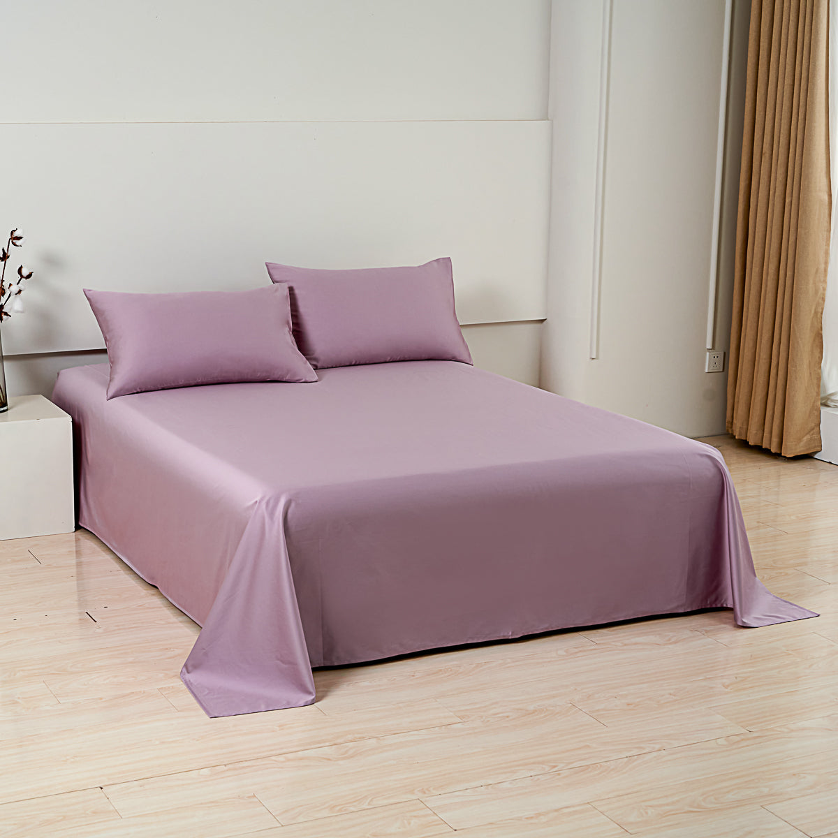 Pearlish Purple Premium Cotton Flat Sheet
