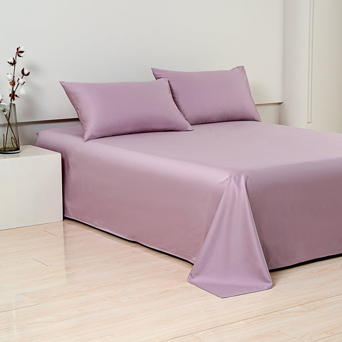 Pearlish Purple Premium Cotton Flat Sheet