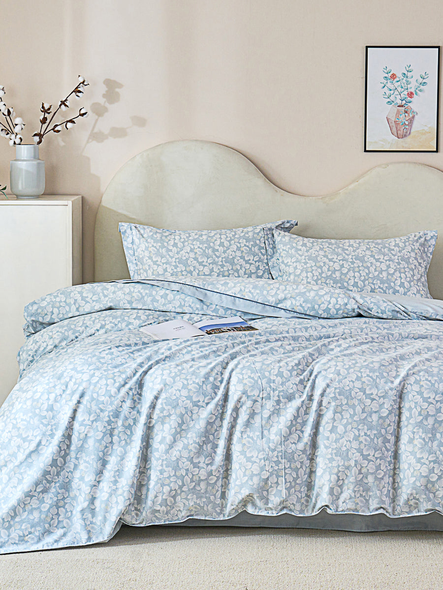 Leafya Cotton Bedskirt Duvet Cover Set