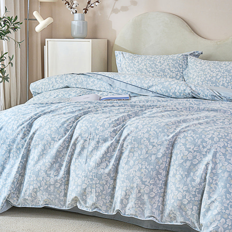 Leafya Cotton Bedskirt Duvet Cover Set