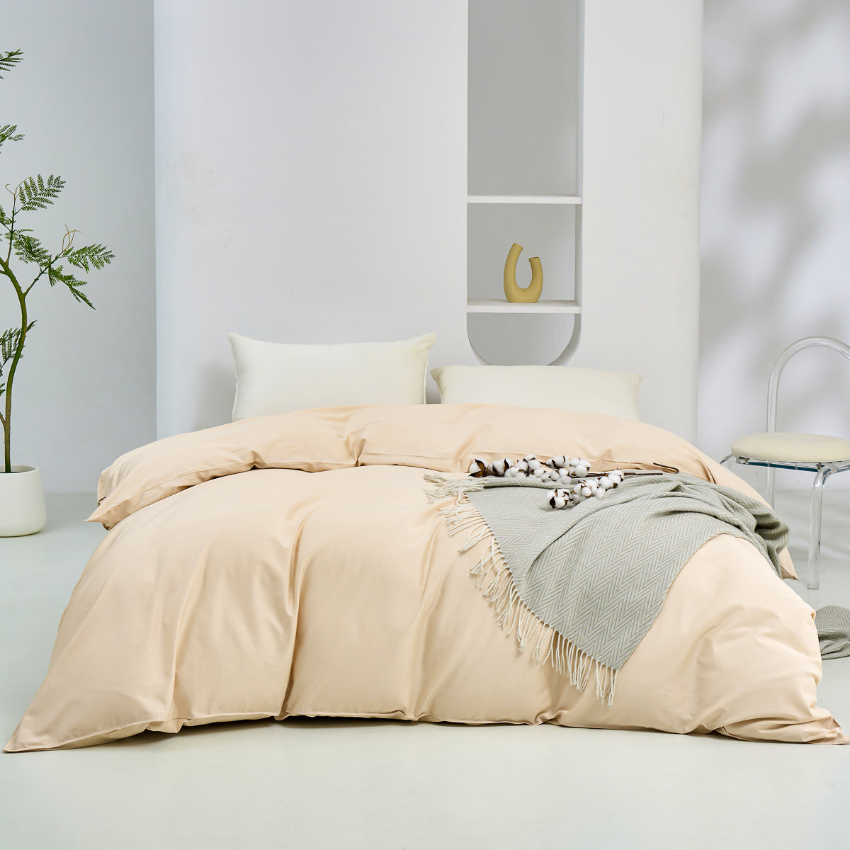 Harvest Gold Solid Color Premium Cotton Duvet Cover