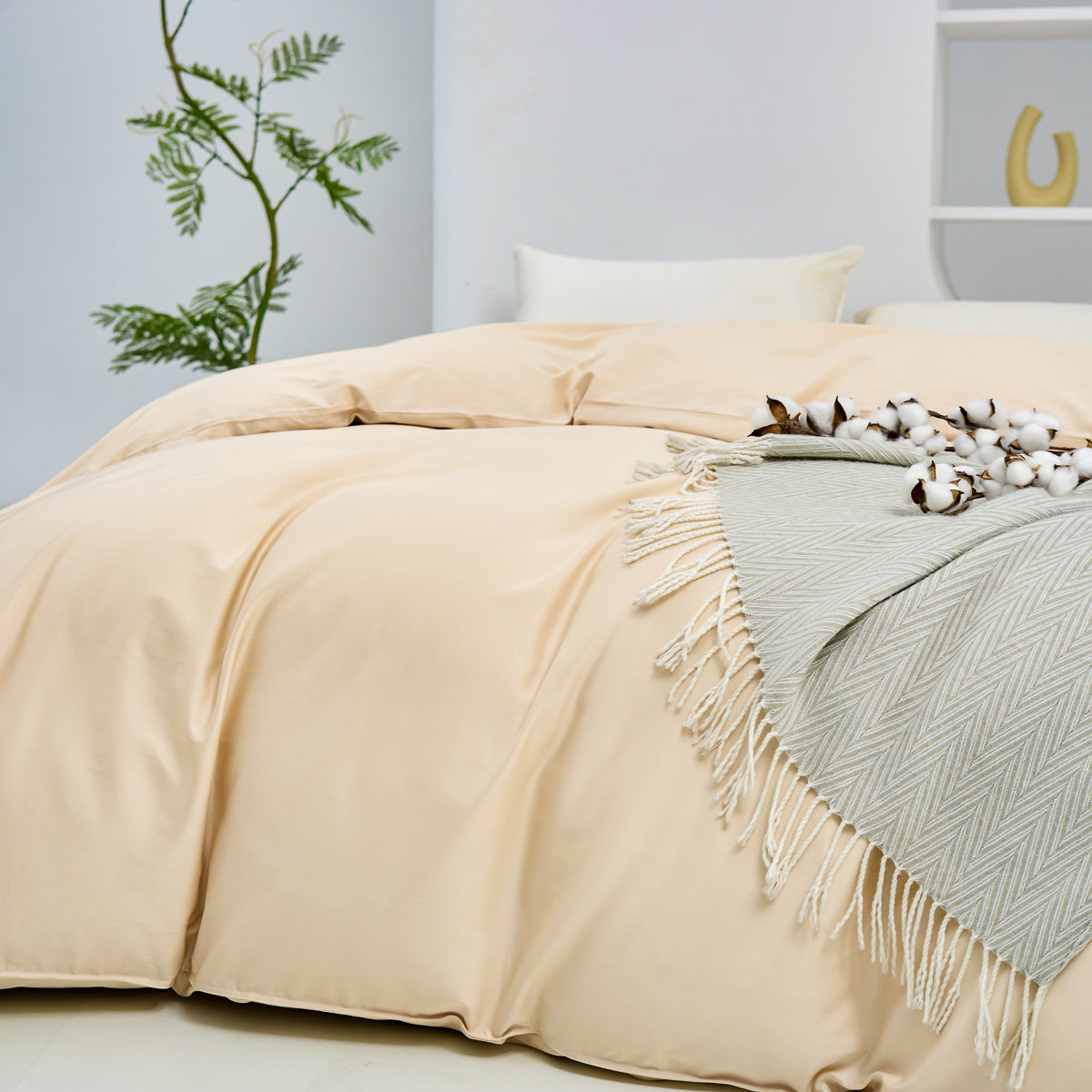 Harvest Gold Solid Color Premium Cotton Duvet Cover