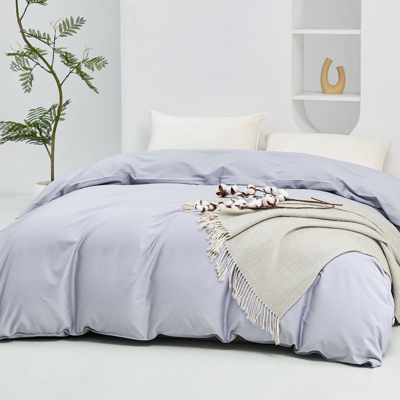 Crystal Gray Solid Color Premium Cotton Duvet Cover