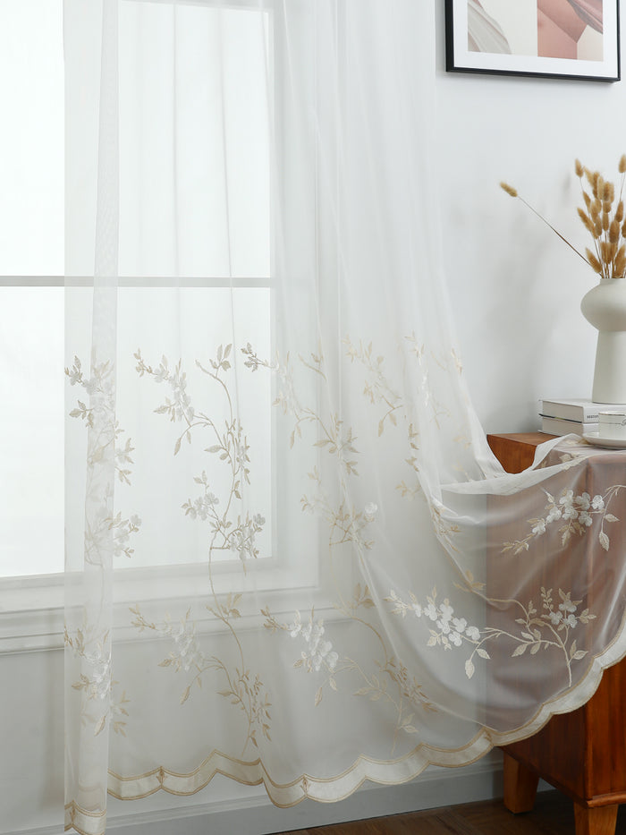 Emery Cottagecore Embroidered Sheer Curtain