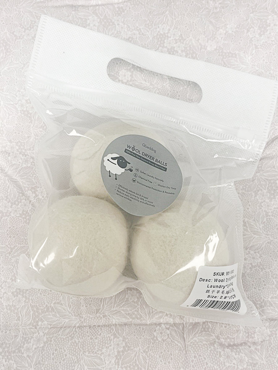 Wool Dryer Balls Natural Fabric Softener 3-Pack