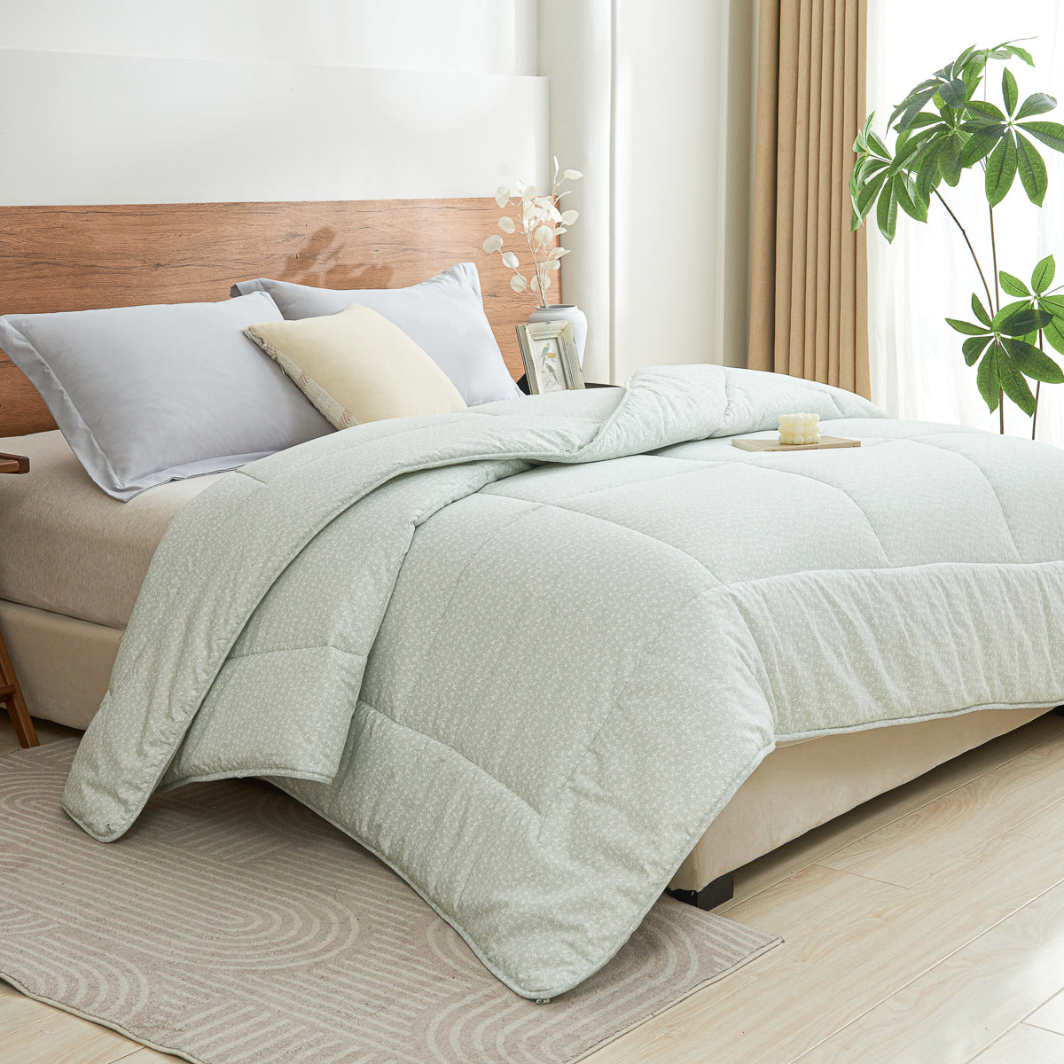 Iota Plum Green Cotton All Season Comforter