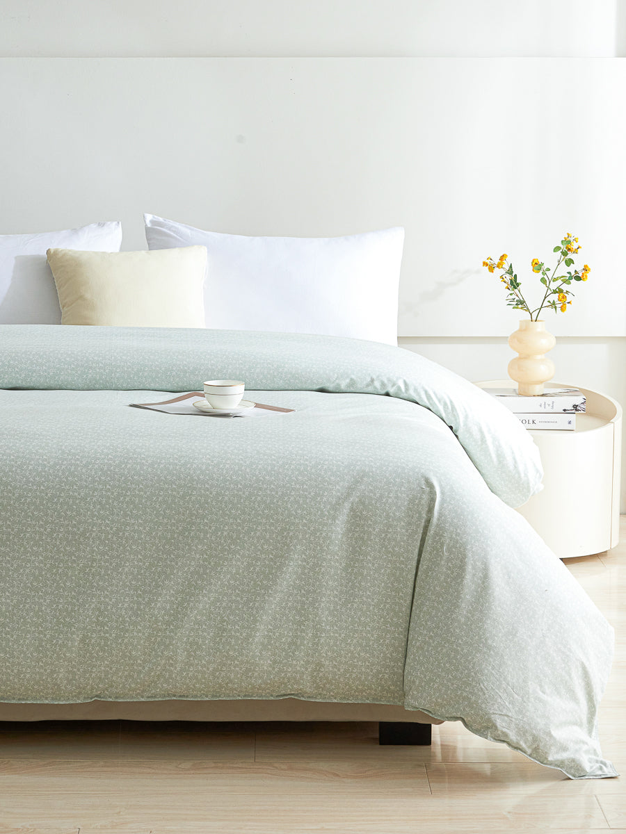 Iota Plum Green Cotton Duvet Cover