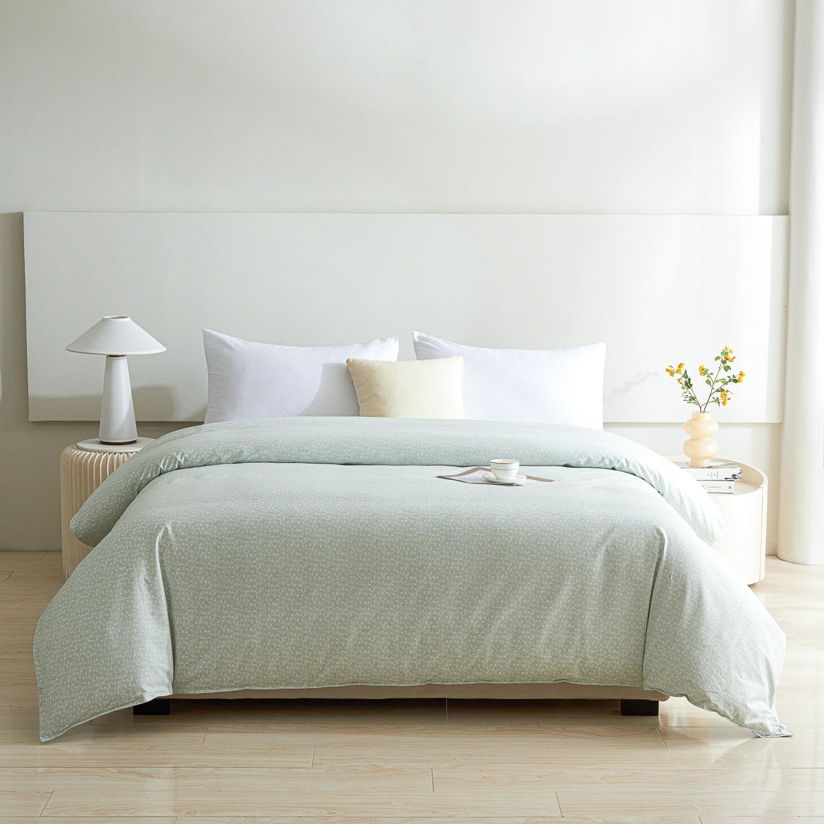 Iota Plum Green Cotton Duvet Cover