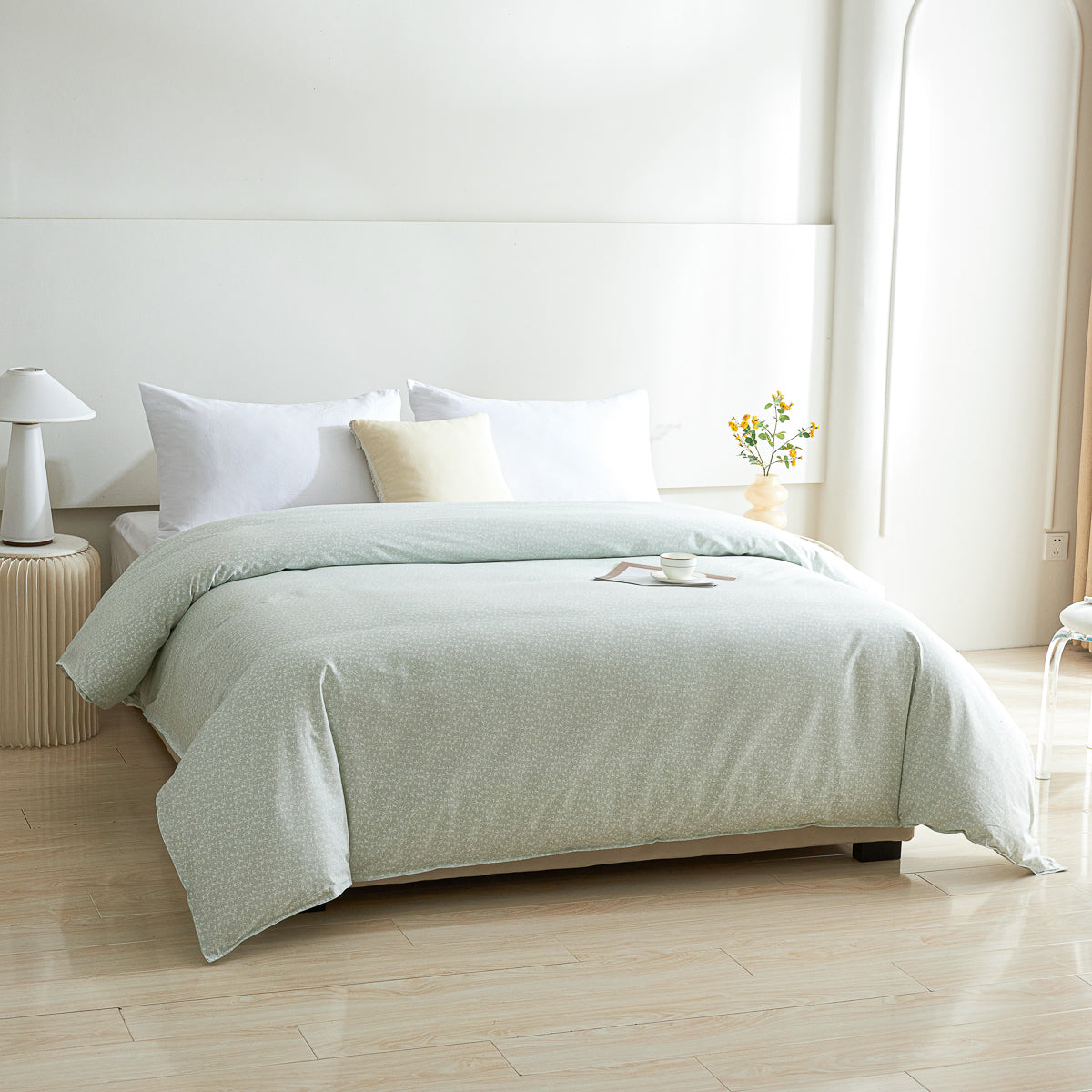 Iota Plum Green Cotton Duvet Cover