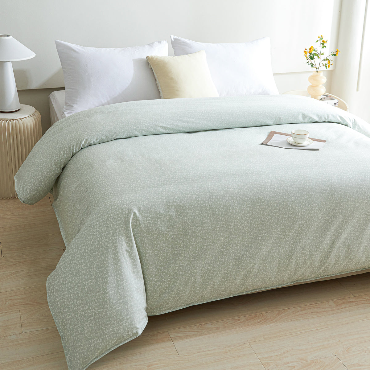 Iota Plum Green Cotton Duvet Cover