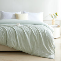 Iota Plum Green Cotton Duvet Cover