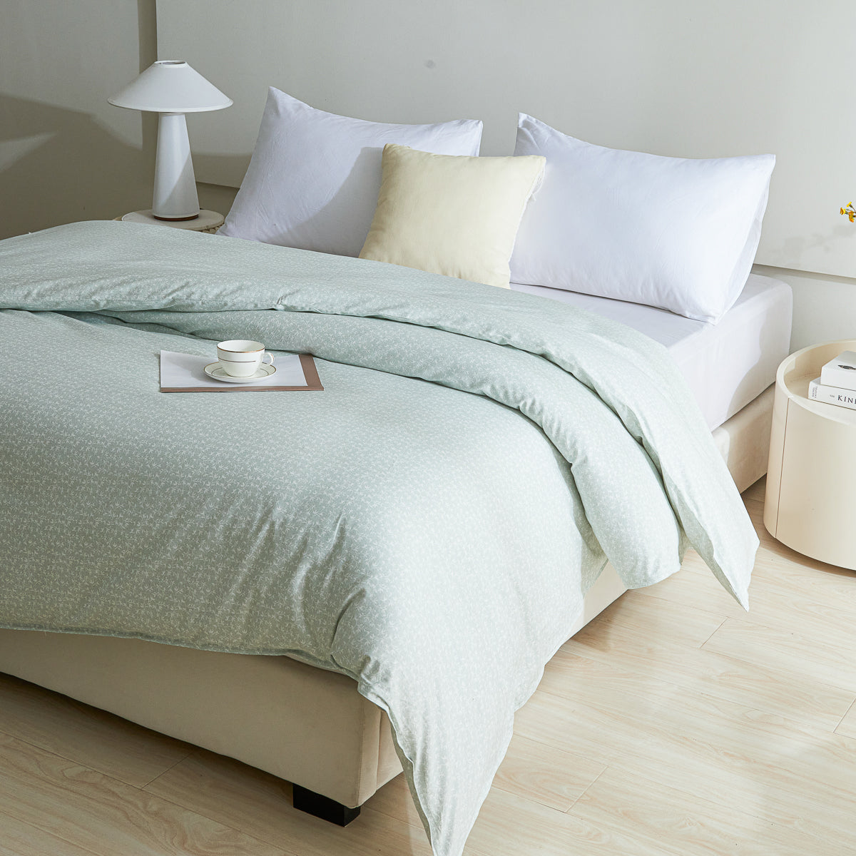 Iota Plum Green Cotton Duvet Cover