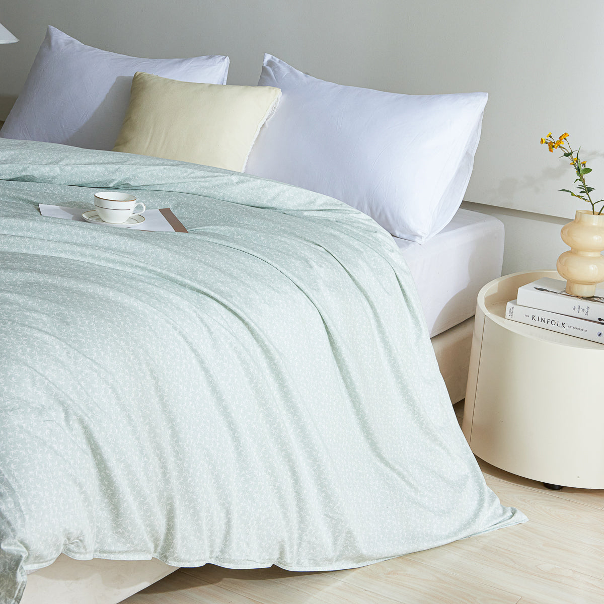 Iota Plum Green Cotton Duvet Cover