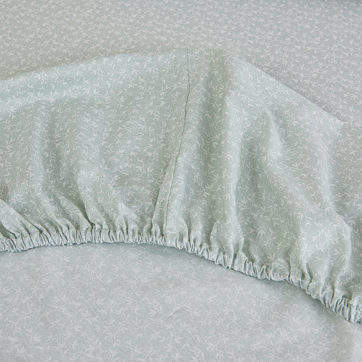 Iota Plum Green Cotton Fitted Sheet