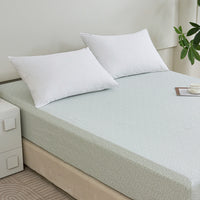 Iota Plum Green Cotton Fitted Sheet