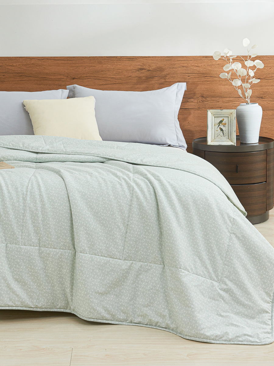 Iota Plum Green Cotton Light Comforter