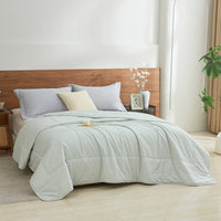 Iota Plum Green Cotton Light Comforter