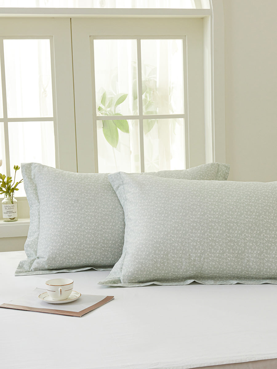 Iota Plum Green Cotton Standard Pillow Sham Set