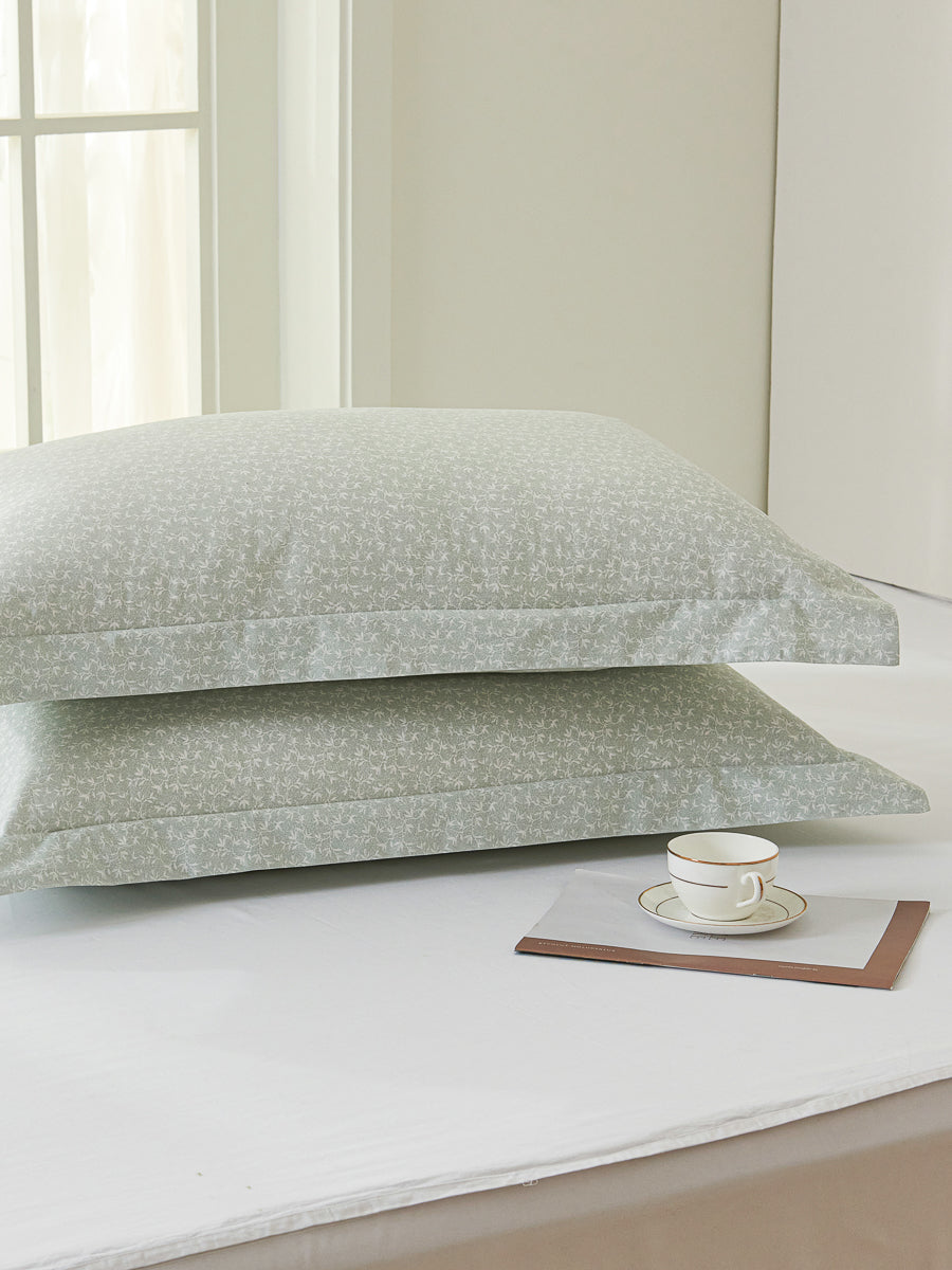 Iota Plum Green Cotton Standard Pillow Sham Set