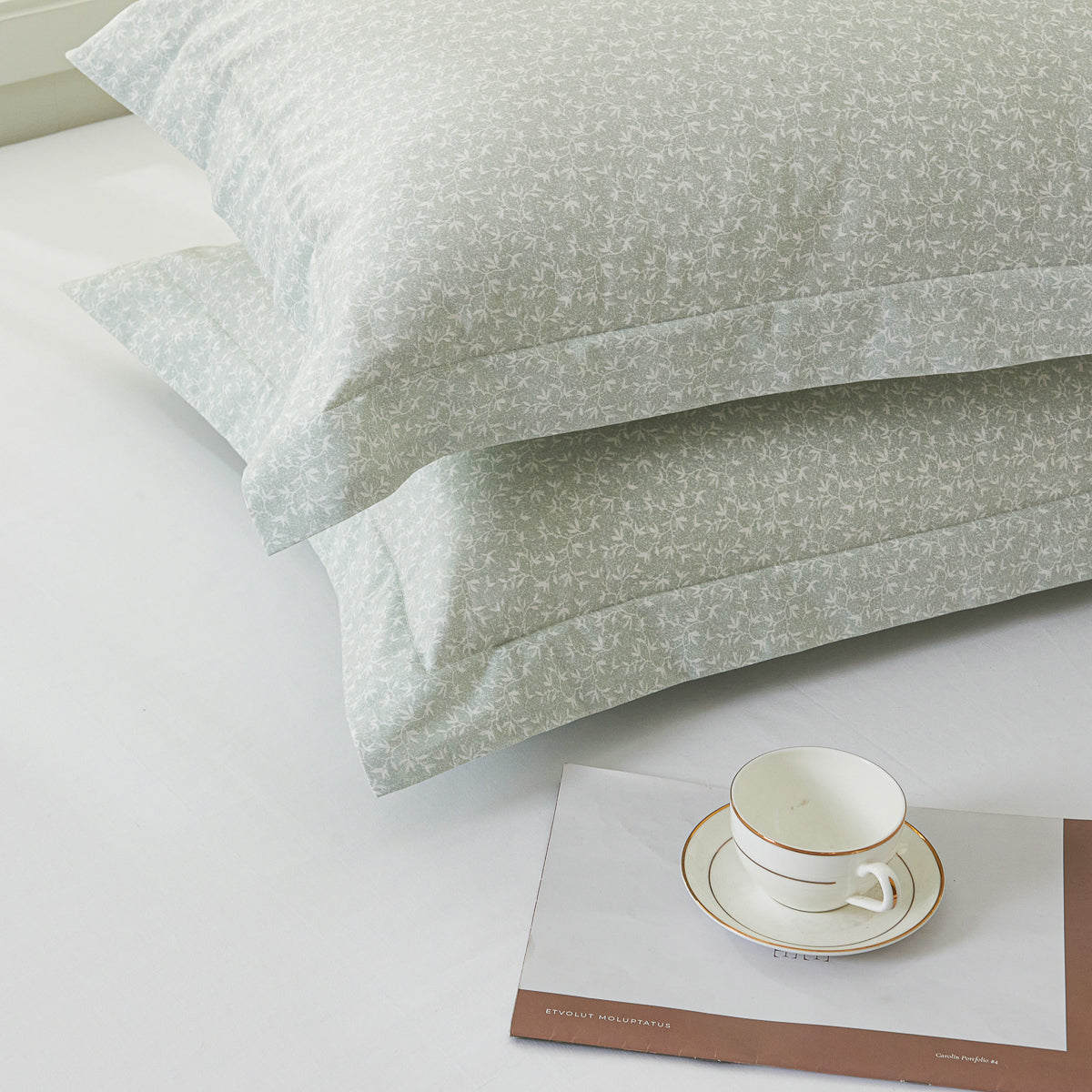 Iota Plum Green Cotton Standard Pillow Sham Set
