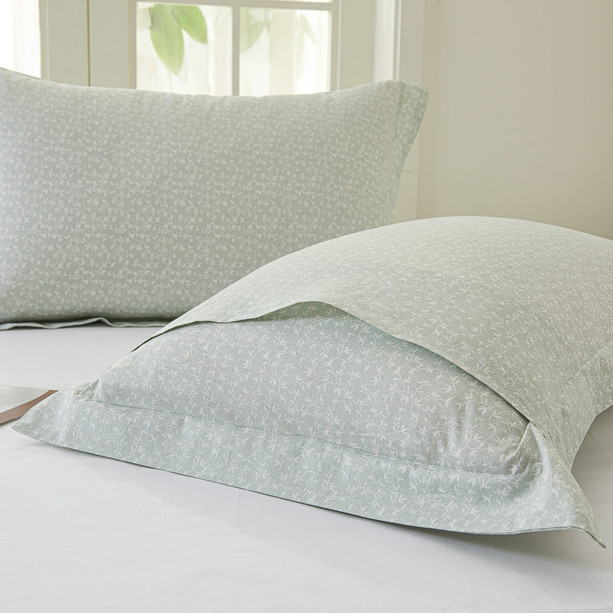 Iota Plum Green Cotton Standard Pillow Sham Set