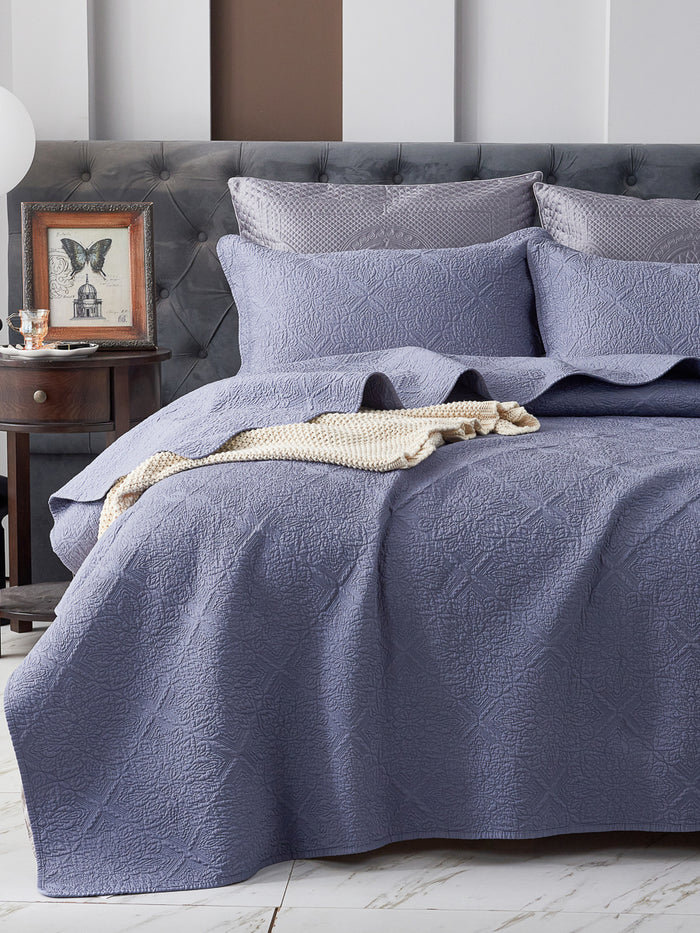 Jazz Blue Premium Cotton Coverlet Set
