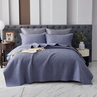 Jazz Blue Premium Cotton Coverlet Set