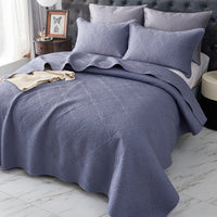 Jazz Blue Premium Cotton Coverlet Set