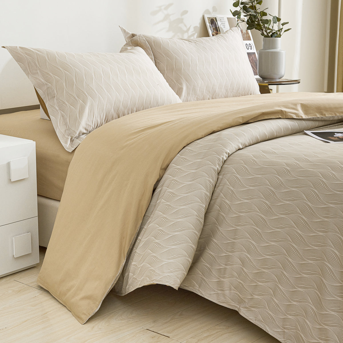 Kamoo Cotton Fitted Sheet Duvet Cover Set