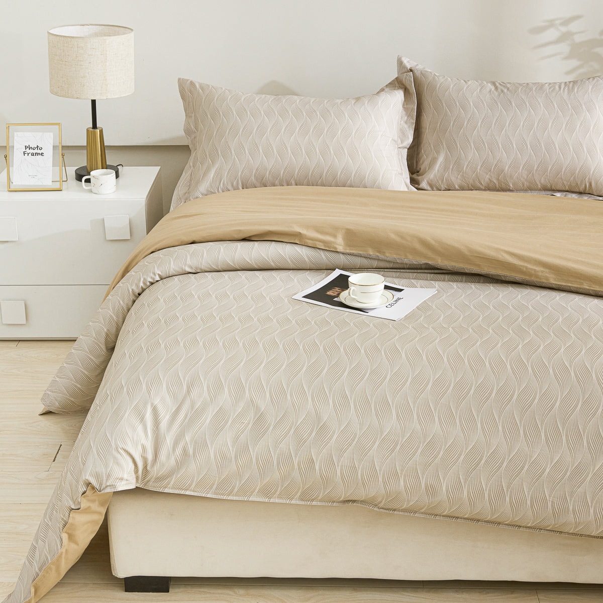 Kamoo Cotton Fitted Sheet Duvet Cover Set