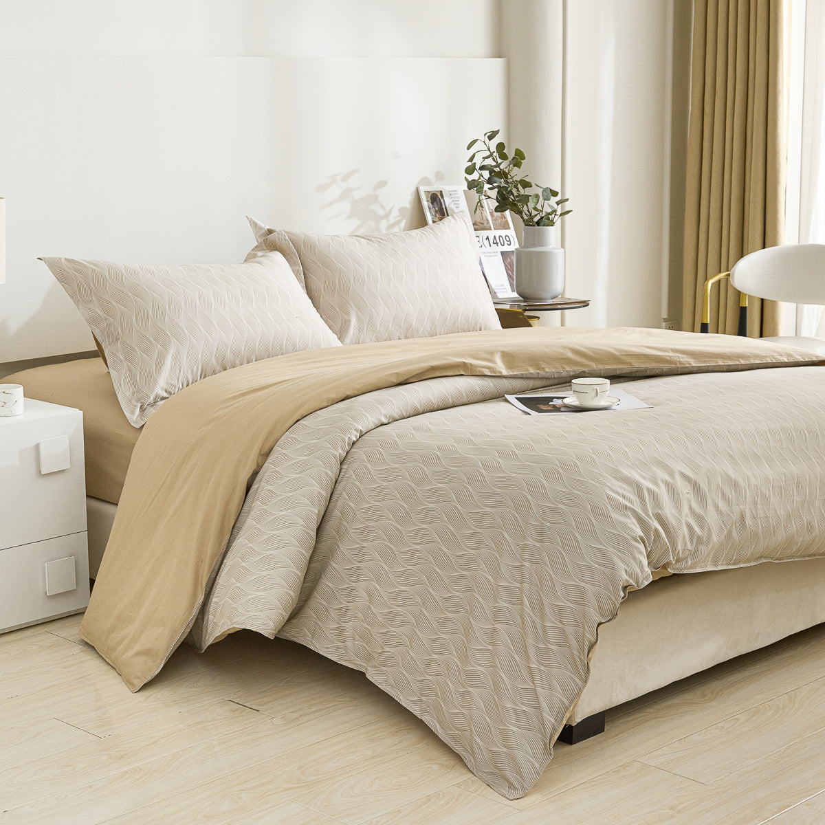 Kamoo Cotton Fitted Sheet Duvet Cover Set